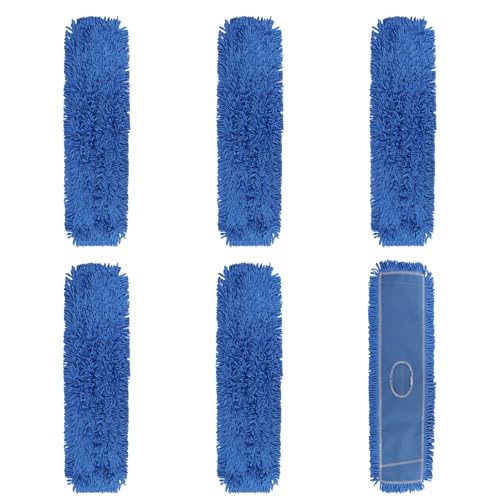 Commercial 36 Inch Dust Mop Head: Replacement Heavy-Duty Sweeper and Janitorial Industrial Dust Mop Head for Floor Cleaning, Office, School, Restaurant, Hospital (Blue - 6 Pack) - color: Blue - 36 Inch - 6pack - Scrubby