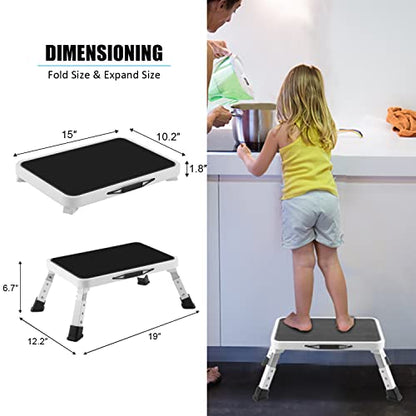Jocauto Folding Step Stool for Adults, Height-Adjustable Small Step Stool