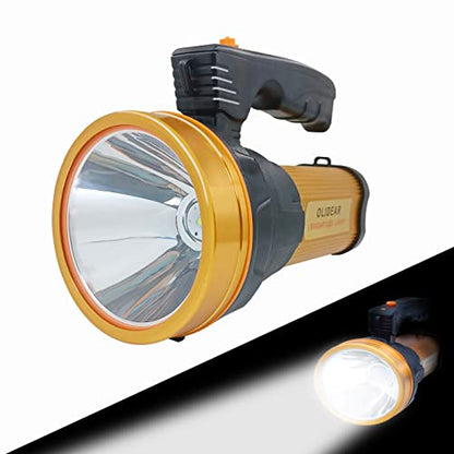 Heavy Duty Flashlight – Bright Rechargeable Searchlight with 2 Modes – Led Spotlight Handle – Easy to Use – Built-in Rechargeable Battery