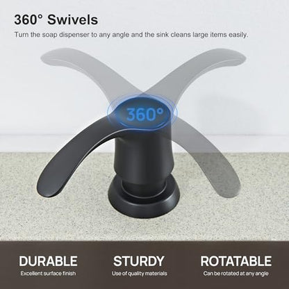 GAGALIFE Kitchen Sink Soap Dispenser with 17 Ounce Large Bottle, G080B - color: Matte Black, size: with Bottle