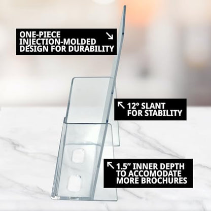 Azar Displays 252012-25PK Acrylic Trifold Brochure Holder Plastic Counter top Organizer 25-Pack, Clear - size: 25-Pack, style: No Business Card Pocket