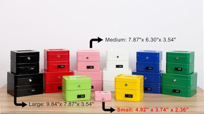 xydled Mini Cash Box with Lock, Metal Money Box, Steel Money Box, Black - color: Black, size: Small