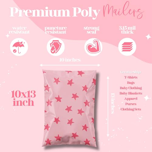 Pretty Package Store Poly Mailer 10x13, Seeing Stars Pink, 100 Pack - color: Seeing Stars, size: 10x13