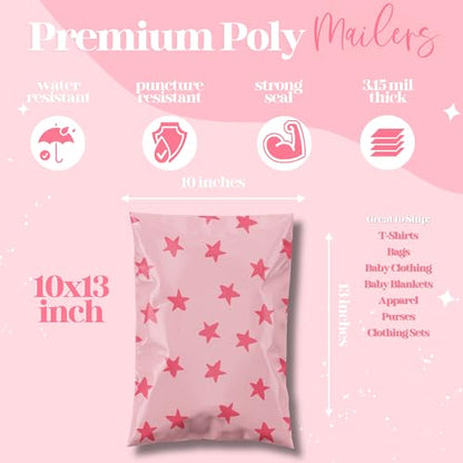 Pretty Package Store Poly Mailer 10x13, Seeing Stars Pink, 100 Pack - color: Seeing Stars, size: 10x13