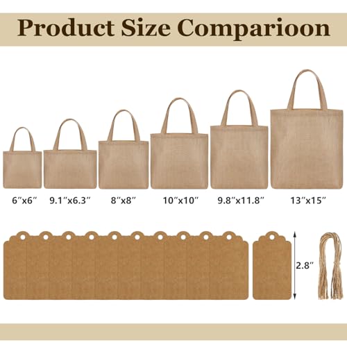 Aliceset 24 Pcs Mini Burlap Tote Bags,9 x 6.3 x 3.2 Inch,Light Brown - color: Light Brown, size: 9 x 6.3 x 3.2 Inch