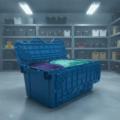 Heavy Duty Stackable Crates, 2 Pack, Blue, Storage Bins With Lids - size: 2 PACK