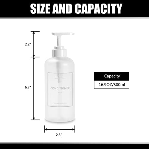 Shampoo Bottles Refillable with Pump, YACEYACE 3Pcs 16.9oz Matt Clear - color: Clear Matt