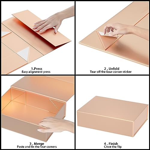 5Pack Gift Boxes 11.9" x 8.5" x 3.3",Magnetic Closure Gift Box for Presents - color: Rose Gold/5PCS