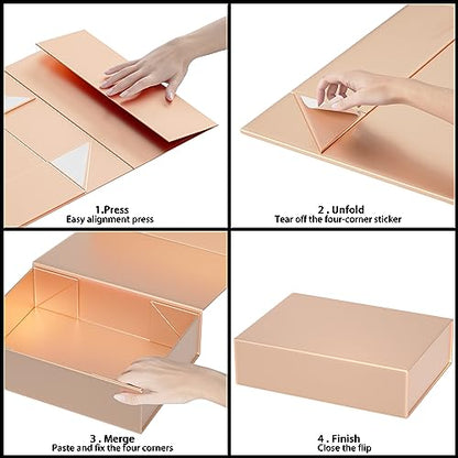 5Pack Gift Boxes 11.9" x 8.5" x 3.3",Magnetic Closure Gift Box for Presents - color: Rose Gold/5PCS