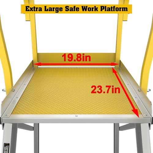 4-Step Aluminum Rolling Platform Ladder 375 LBS Anti-Slip Platform (5 Step) - size: 5 Step