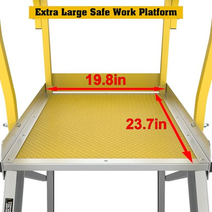 4-Step Aluminum Rolling Platform Ladder 375 LBS Anti-Slip Platform (5 Step) - size: 5 Step