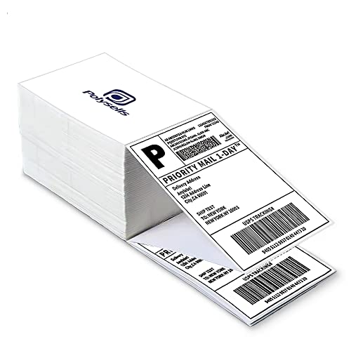 POLYSELLS 1000pcs 4x6 Direct Thermal Shipping Labels, White Perforated Fanfold Lables, 1000 Labels per Stack- Commercial Grade - style: 1 Stack I 1000 Labels