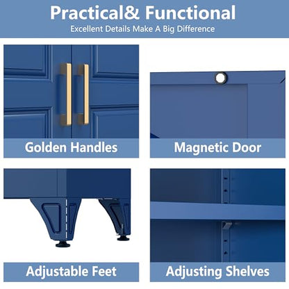 Polup 75" Metal Storage Cabinet, Tall Kitchen Pantry Cabinet with 1 Drawer - color: Blue, size: 75"H - 1 Drawer