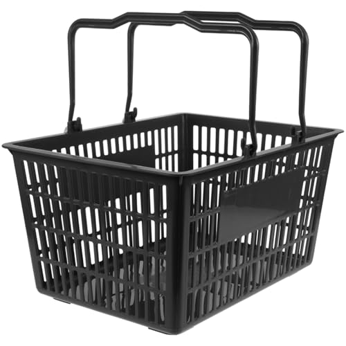 Healifty Plastic Shopping Basket with Handles Dark Grey Desktop Basket Storage Container 15.35 X 11.41 X 7.87 in for Grocery Cosmetics Retail Displays Supermarkets Fruit Stores - color: Dark Grey, size: 39.00X29.00X20.00CM