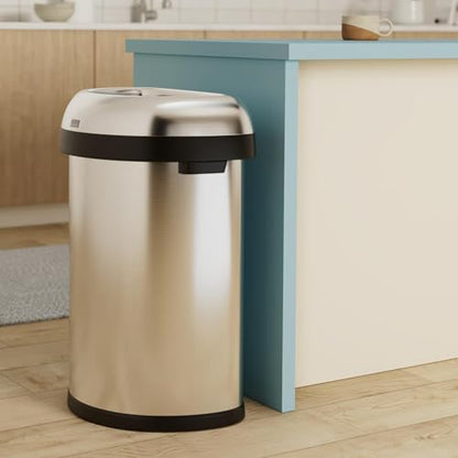 simplehuman 80 Liter / 21.1 Gallon Extra Large Semi-Round Open Top Trash Can Commercial Grade Heavy Gauge Brushed Stainless Steel, ADA-Compliant - color: Brushed, size: 80L Semi-Round