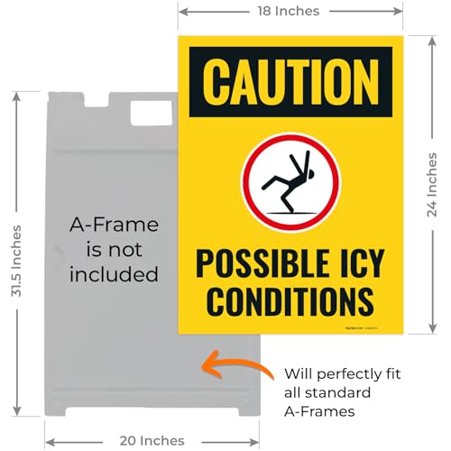 Caution Possible Ice Conditions Sign Kit, - size: 18x24 Inches, style: 2 Pack - Replacement Panels