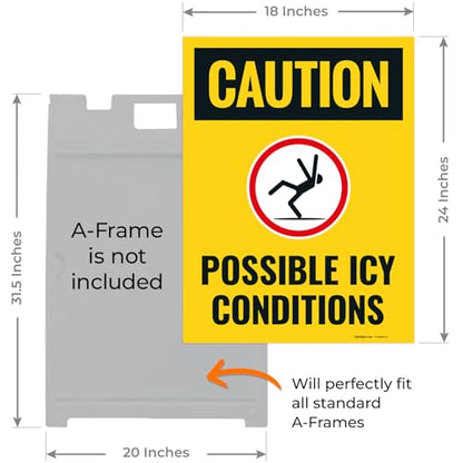 Caution Possible Ice Conditions Sign Kit, - size: 18x24 Inches, style: 2 Pack - Replacement Panels