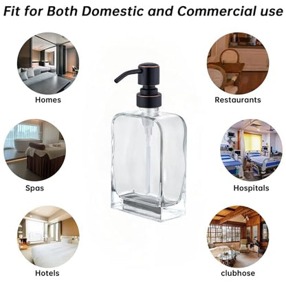 Clear Glass Soap Dispenser with Oil Rubbed Bronze Rust Proof Stainless Steel Pump, 12 Oz Refillable Lotion Bathroom Soap Dispenser, Kitchen Hand and Dish Soap Dispensers - color: Oil Rubbed Bronze, size: 12 oz