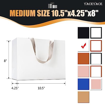 White Gift Bags with Handles, 10Pcs 10.5"x4.25"x8" White Kraft - color: White, size: 10.5x4.25x8 Inch (Pack of 10)