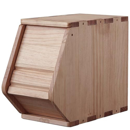 Stackable Solid Wood Storage Chests, Modular Bins with Lids, 7.75"W - size: 15.25"D x 7.75"W x 12.25"H