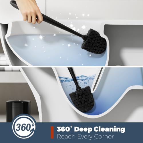 Toilet Brush and Holder Set, Space Saving, Black, 1 Pack - color: Black