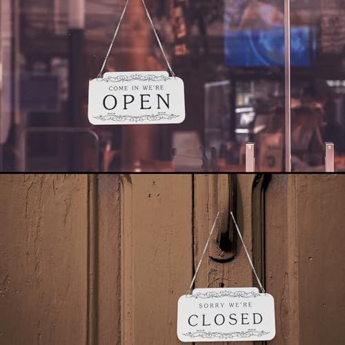 Open and Closed Business Sign Plastic Signboards Double Sided Reversible Open and Closed Hanging Sign for Store Restaurant Club Cafe Hotel