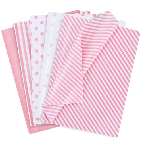 BEISHIDA 100 Sheets Pink White Tissue Paper Bulk for Gift Wrapping Gift Bag - color: 5dpinks100