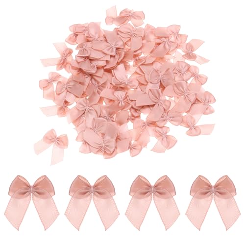 MECCANIXITY Mini Ribbon Bow 1" Mini Fabric Flower Bows Pale Mauve 150Pcs - color: Pale Mauve