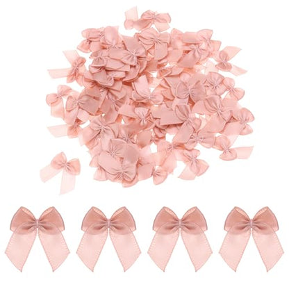 MECCANIXITY Mini Ribbon Bow 1" Mini Fabric Flower Bows Pale Mauve 150Pcs - color: Pale Mauve