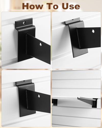 MUZIK 36Pcs 12" Slat Wall Hooks with Lip, Heavy Duty Slatwall Shelf Bracket - size: 36Pcs