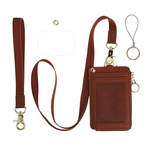 MONDO DESIGNS 2-in-1 ID Badge Holder Lanyard Wallet - Brown - color: Brown