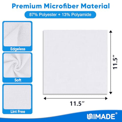 UNIMADE Microfiber Cleaning Cloth, 20 Pack Reusable Microfiber Towels - color: White, size: 20PK
