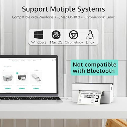 OFFNOVA USB Shipping Label Printer, 4x6 Label Printer for Shipping Packages, High Speed Thermal Printer, Supports ShipStation UPS FedEx Ebay, NO Bluetooth Function - color: White