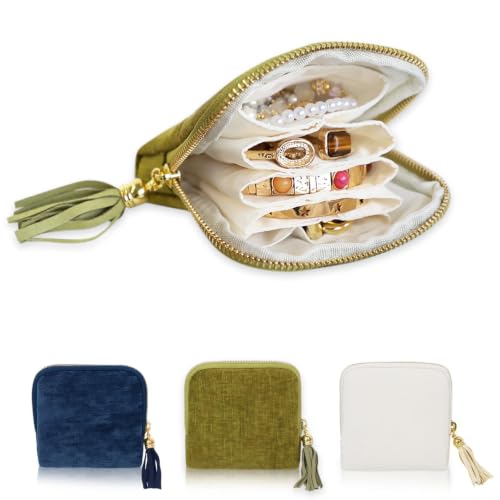 Stratalife Small Travel Jewelry Case, Portable Velvet Storgae Pouch - color: Green