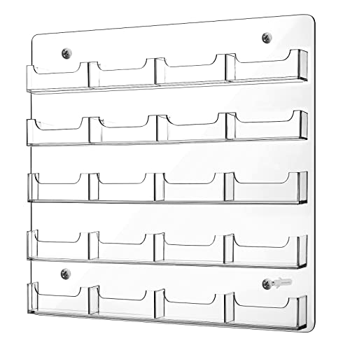 Hillban Acrylic Business Card Holder Wall Mount Office, 20 Pockets - size: 20 Pockets