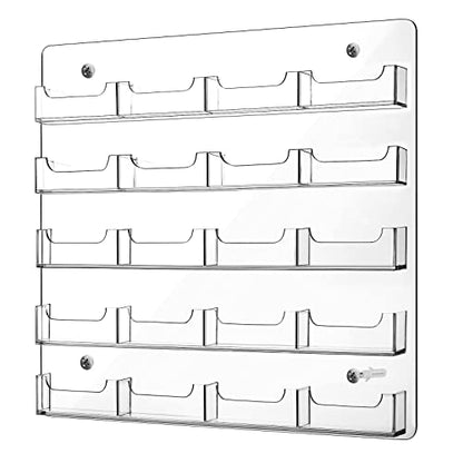 Hillban Acrylic Business Card Holder Wall Mount Office, 20 Pockets - size: 20 Pockets