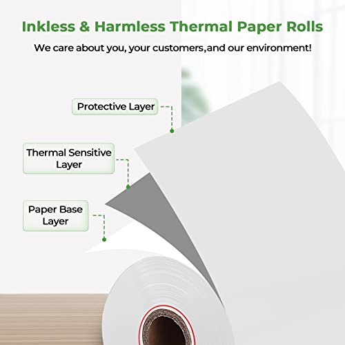 MUNBYN 2 1/4 x 50ft Thermal Paper (10 Rolls), BPA Free Receipt Paper, 58mm Thermal Receipt Papers Fits 58mm Mini Thermal POS Printer & Square Terminal Credit Card Machines - size: 2 1/4" x 50', style: 10 Rolls