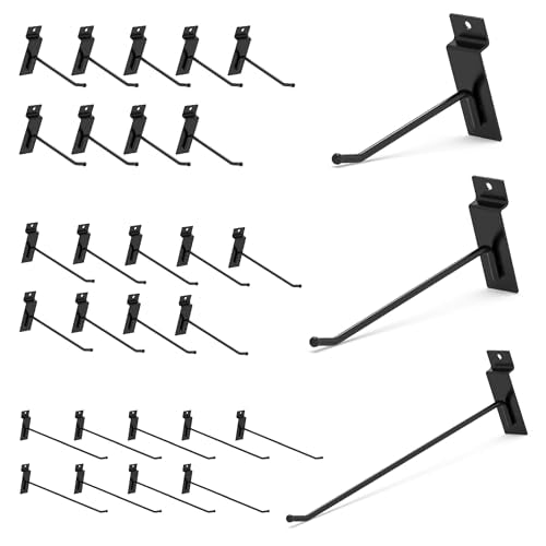 HUHOLE 30PC Slatwall Hooks, 4", 6", 8" Steel Hangers - style: Slatwall Hooks 468 Inch