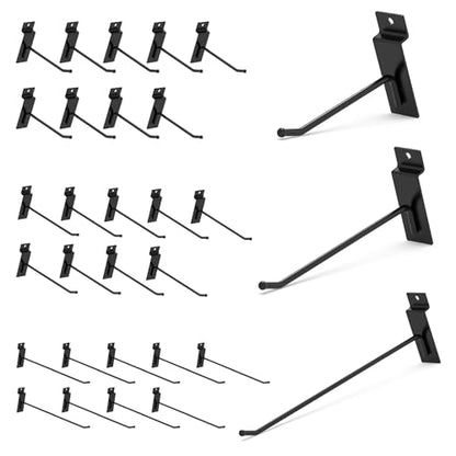 HUHOLE 30PC Slatwall Hooks, 4", 6", 8" Steel Hangers - style: Slatwall Hooks 468 Inch
