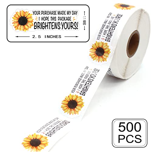Sunflower Thank You Gift Packaging - Cute Stickers for Small Business - 500 PCS - style: Your Purchase Made My Day 2