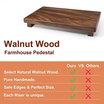 Wood Riser For Display Walnut Wood Pedestal Stand, farmhouse decor Soap Tray, Displays Your Plant Bottles Candles for Your Home Kitchen (Large, 12 x 7.1 x1.57Inch) - size: Large &12*7.1*1.57‘’