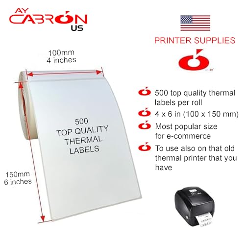 Ay Cabron™ Professional-Grade 4" x 6" Thermal Shipping Labels – Weather-Resistant Adhesive - Barcode & Address Compatible | 500 Labels per Roll - 4" x 6" (100 x 150 mm) - 1 ROLL = 500 Labels