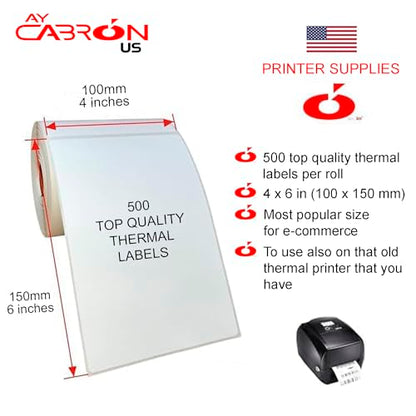 Ay Cabron™ Professional-Grade 4" x 6" Thermal Shipping Labels – Weather-Resistant Adhesive - Barcode & Address Compatible | 500 Labels per Roll - 4" x 6" (100 x 150 mm) - 1 ROLL = 500 Labels