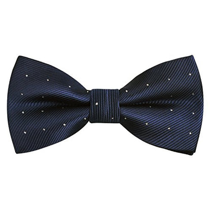 Alizeal Mens Pre-tied Adjustable Bow Tie Solid Tuxedo - color: Dark Navy With Silver Dot
