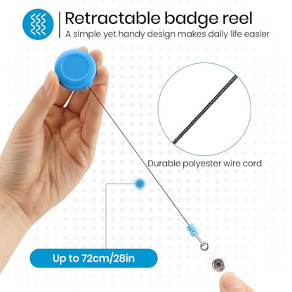 Zonon 100 Pcs Retractable Badge Reel Clip ID Card Holder,Light Blue - color: Light Blue