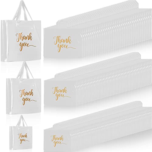 Teling 200 Pcs Thank You Shopping Bags with Handle,White - color: White
