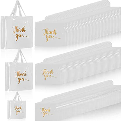 Teling 200 Pcs Thank You Shopping Bags with Handle,White - color: White