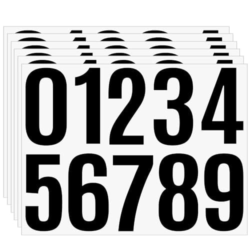 4 Inch Black Number Stickers 0-9, 6 Sheets Self Adhesive Vinyl Decals, Waterproof Durable Labels for Address Sign, Garage Door, Fence, Outdoor Labeling Numbers（Black） - color: Black