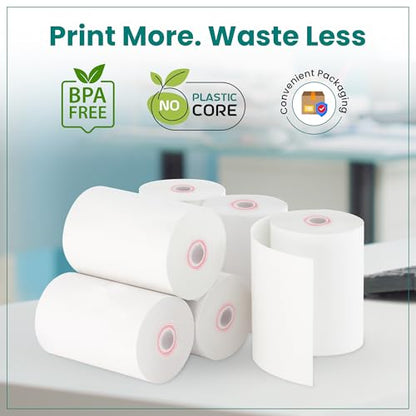 2 1/4” x 60 ft Coreless Thermal Paper Receipt Rolls for Square Terminal, 20 Rolls