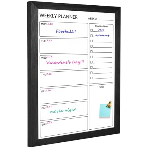 Dry Erase White Board Weekly Calendar Board,17.7“x23.6,Black - color: Black, size: 18"W x 24"H